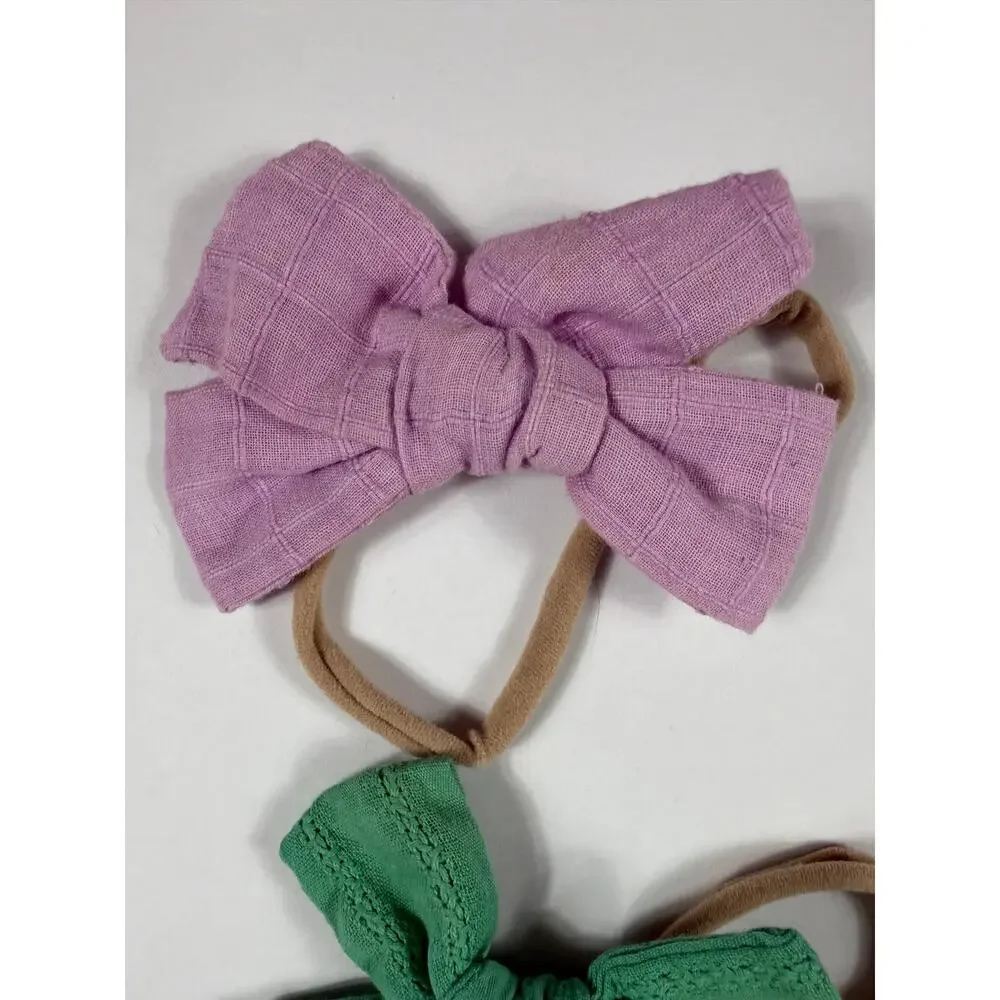 Small Shop Baby Bow Headband Set of 3 Nylon Fabric Bows